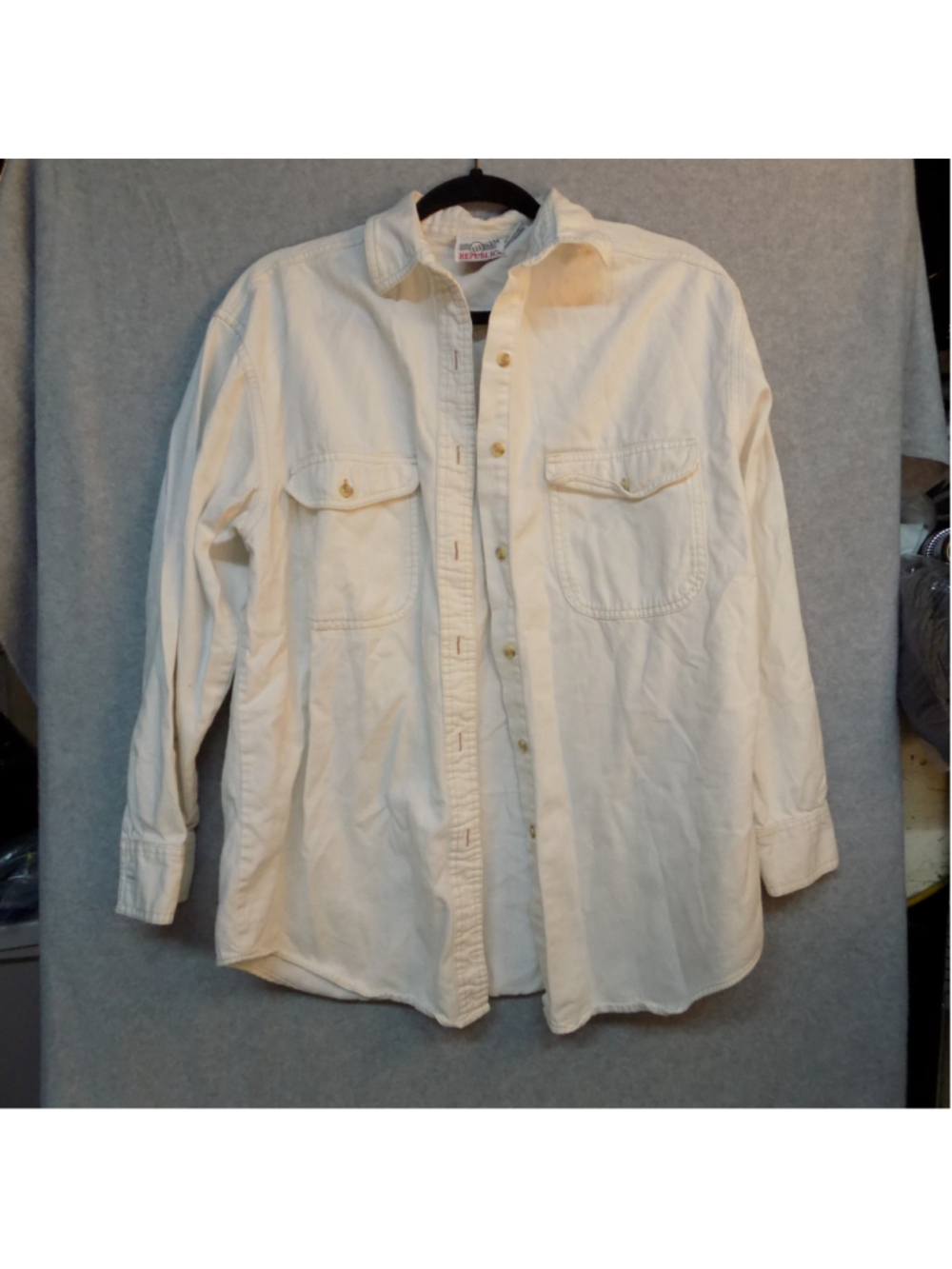VTG Denim Republic White/Cream Button Down Shirt M